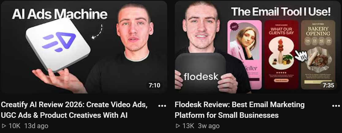 Creator campaign, Creatify AI and Flodesk reviews, 10K and 13K views
