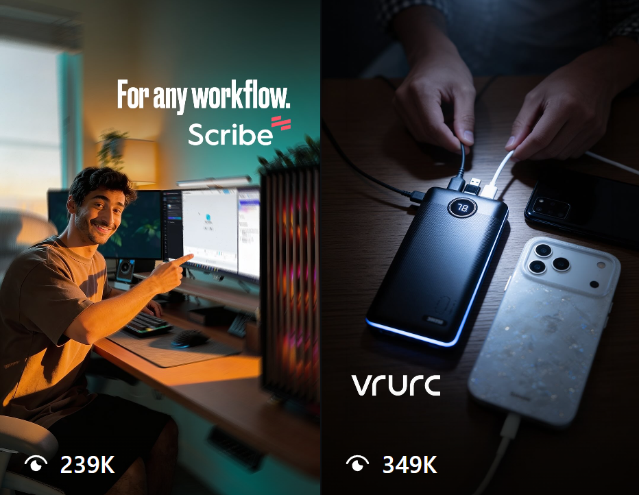 Creator campaign for Scribe and vrurc, 239K and 349K views