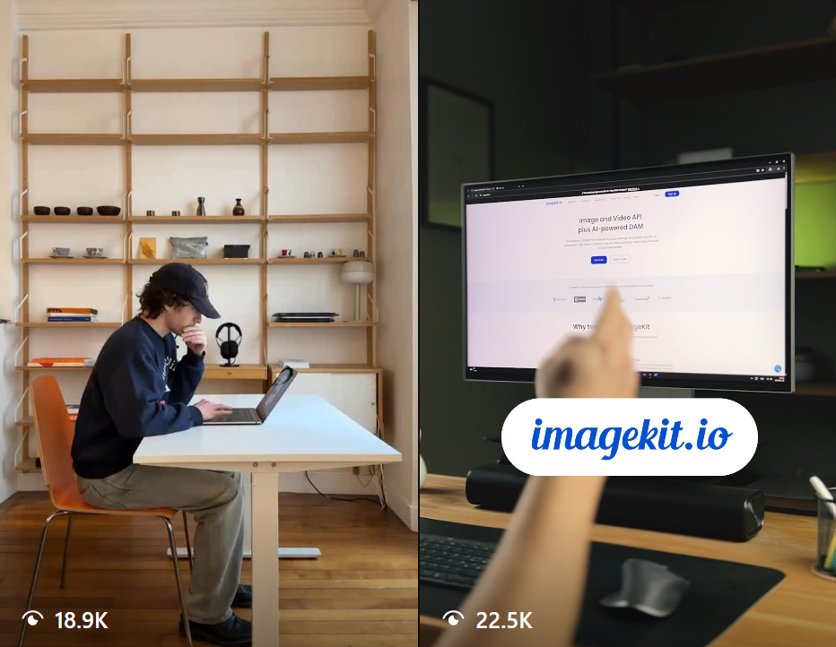 Creator campaign for ImageKit, 18.9K and 22.5K views