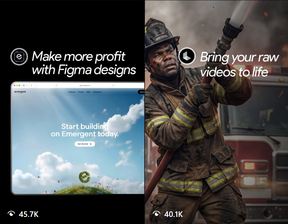 Creator campaign for Emergent, 45.7K and 40.1K views