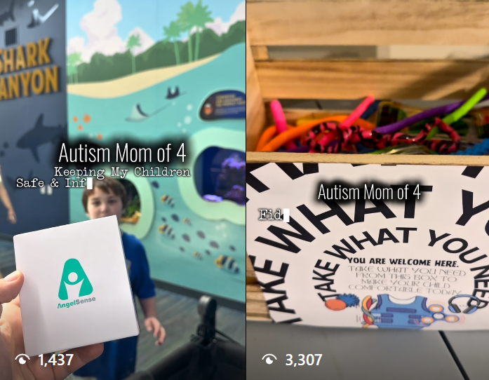Creator campaign for AngelSense, 1,437 and 3,307 views