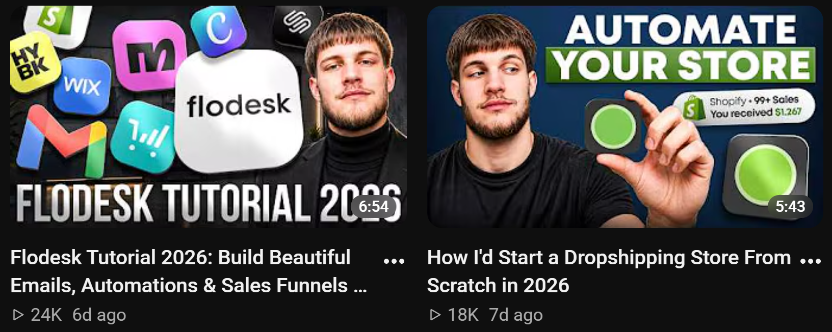 Creator campaign for Flodesk, 24K and 18K views